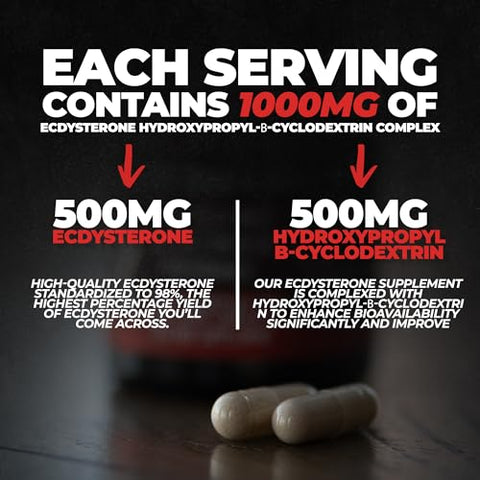 Ecdysterone: Agente Anabólico Natural, Aumenta Massa Muscular Magra, Desempenho nos Exercícios, Força e Síntese Proteica, Fórmula para Absorção Aprimorada (60 cápsulas) - Huge Supplements