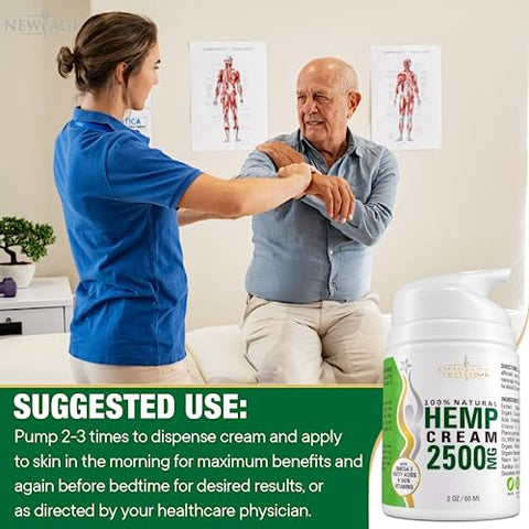 NEW AGE - Creme de Hemp New Age Ajuda a Aliviar Desconforto nos Joelhos, Articulações e Lombar – Extrato Natural de Hemp – Fabricado nos EUA – Creme de Hemp 120ml (Pacote com 2)
