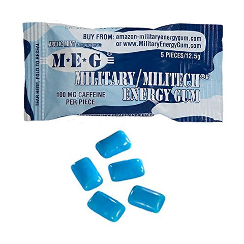 Goma Energética Militar | 100mg de Cafeína por Unidade Aumenta Energia Melhora Desempenho Físico Vários Sabores de Menta Ártica, Hortelã - MEG