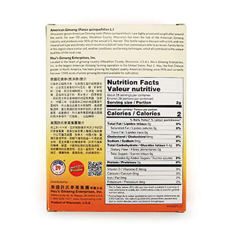 Hsu's - Hsu’s Ginseng Cultivado em Marathon Co, Wisconsin EUA | 许氏花旗参 | Caixa de 4oz (113g) | Ginseng Americano Médio Pequeno | 西洋参