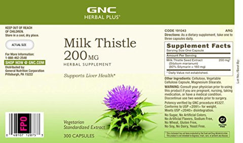 Herbal Plus Cardo Mariano 200mg | Suporte à Função Saudável do Fígado | Vegetariano | 300 Comprimidos - GNC