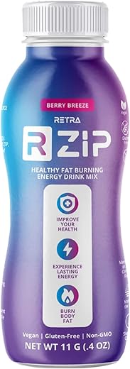 RETRA - Detox Cleanse Zip 11.3 ml Frascos – Bebida Energética Vegana e Sem Glúten para Apoiar um Sistema Imunológico Já Saudável – Sabor Brisa de Frutas Vermelhas (20 Frascos)