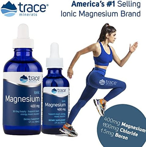 Magnésio Iônico Líquido 400 mg | Mantém Funções Essenciais do Corpo | 120 ml (32 Porções) - Trace Minerals