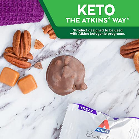 Clusters de Caramelo e Nozes Pecan, Sobremesa Favorita, Rico em Fibras, Baixo Carboidrato, 2g Açúcar, 60 Unidades - Atkins