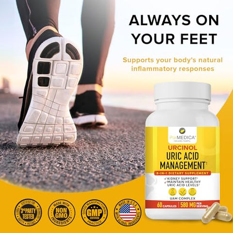 PurMEDICA - Urcinol – Suplemento de Ácido Úrico para Suporte Articular – 60ct (Pacote com 3) – Fórmula de Suporte ao Ácido Úrico com Raiz de Cúrcuma, Açaí, Folha de Banaba, Semente de Aipo, Haste de Yucca