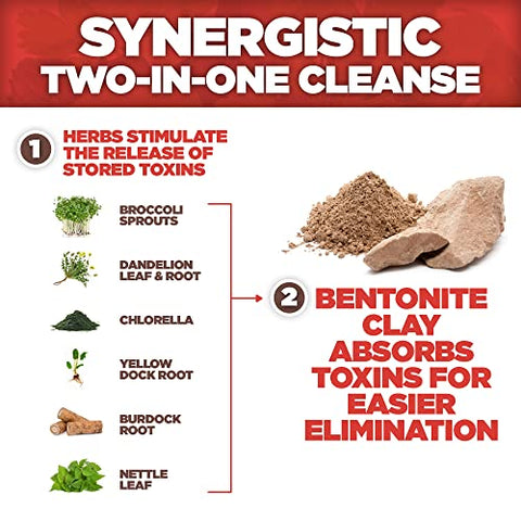 Bentonite Clay Plus Herbal Detox – 60 Cápsulas Vegetarianas (Pacote com 2) – Desintoxicação Poderosa, Ingredientes Premium, Detoxificação Diária Eficaz - Yerba Prima