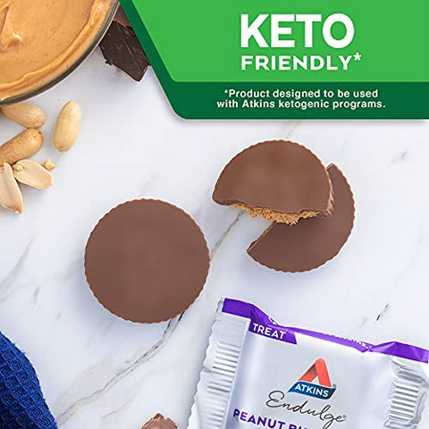 Endulge Peanut Butter Cups – Sobremesa Favorita, Baixo Carboidrato, 0g Açúcar, 60 Unidades - Atkins