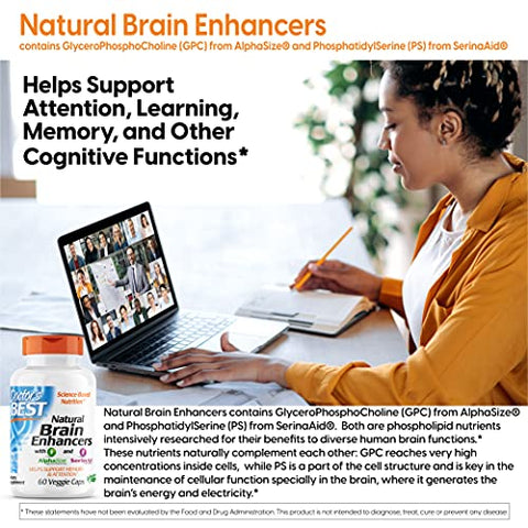 Doctor's BEST - Doctor’s Best Natural Brain Enhancers – Veggie Caps 60 unidades – Não-OGM, Vegano, Sem Glúten
