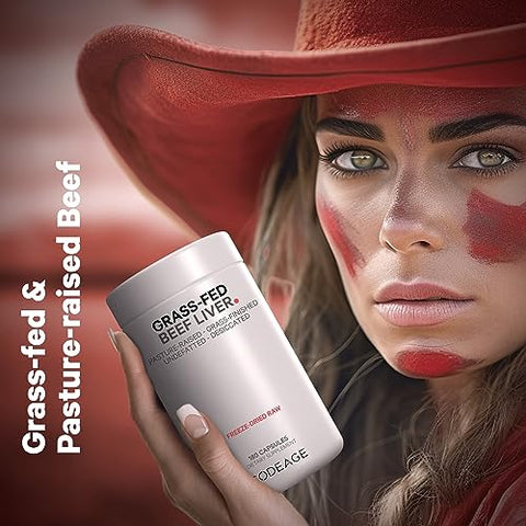 Superalimento de Fígado Bovino Desidratado, Não Desengordurado, em Cápsulas Glandulares, Vitaminas de Fígado Bovino, Carne de Fígado Não-OGM, Criado em Pasto - Codeage