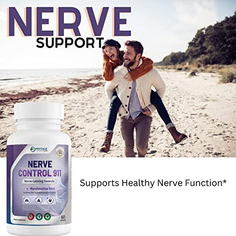 Phytage Labs - Nerve Control 911 – Suplemento Natural à Base de Plantas para Saúde dos Nervos (60 Cápsulas)