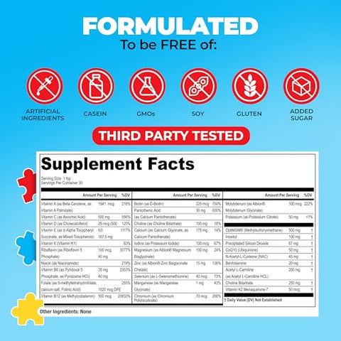 My Spectrum Heroes - Multivitamínico Infantil em Pó – Fácil de Misturar, Melhor Absorção, Não-OGM, Sem Glúten, Sem Ingredientes Artificiais – Ajuda Neural para Crianças no Espectro – [Nome da Marca]