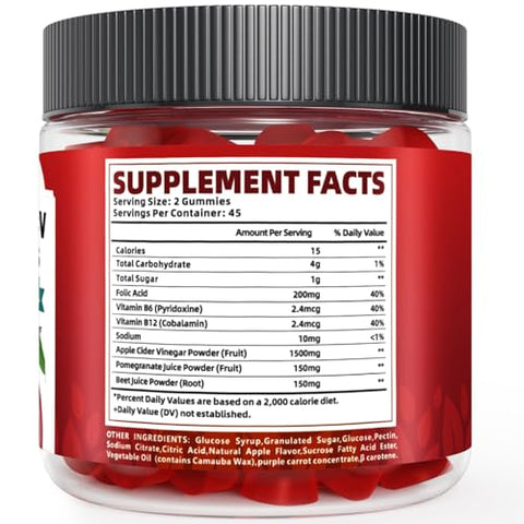 Tenubo - (2 Pacotes) 90 Unidades de Gomas Keto ACV com Fórmula de 1500MG 180 Unidades de Gomas Keto ACV, Suplemento Dietético de Gomas Keto ACV para Mulheres e Homens – Baixo teor de açúcar