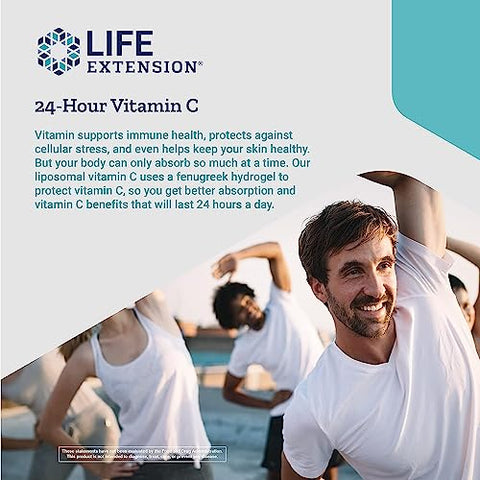 Vitamina C Lipossomal de Fórmula Hidrogel 24 Horas da Life Extension – Suplemento de Vitamina C Lipossomal para o Sistema Imunológico