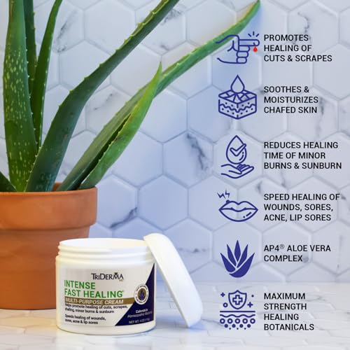 Creme Intenso de Cicatrização Rápida, Reduz Tempo de Cicatrização para Irritações Leves, Erupções Cutâneas, Arranhões, Cortes 4g - TriDerma