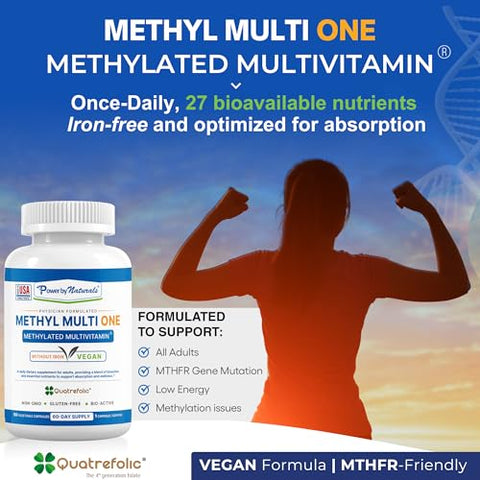 Methyl Multi One – Multivitamina Metilada com Metilfolato | 60 Cápsulas | Energia e Saúde | Vitaminas Metiladas | Alta Absorção - Power By Naturals
