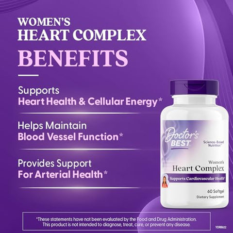 Doctor's BEST - Doctor’s Best Complexo Cardíaco para Mulheres 60 Softgels – Fórmula Especial para a Saúde do Coração Feminino