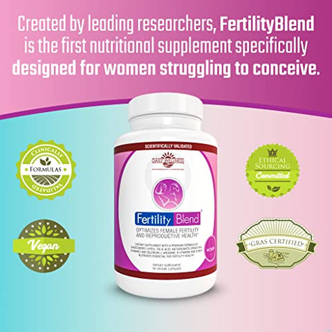 Fertility Blend - Blend Diário de Bem-Estar para a Fertilidade Feminina – Suplementos para a Fertilidade Feminina, Vitaminas Pré-Natais para a Concepção, Suplementos de Progesterona para Tentar Conceber, Suporte ao Ciclo