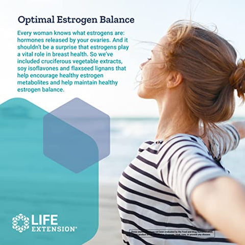 Fórmula Life Extension para Saúde Mamária – Suporte Saudável ao Estrogênio com Vitamina D, Extrato de Vegetais Crucíferos, I3C