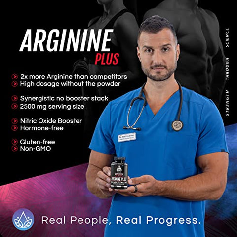 DR. EMIL NUTRITION - Dr. Emil’s ARGININE Plus – L Arginine L Citrulline – 2500 MG Alta Dose NO Booster Comprimidos – Suplemento de Óxido Nítrico para Vascularidade e Saúde Cardíaca (Arginina AAKG e…)