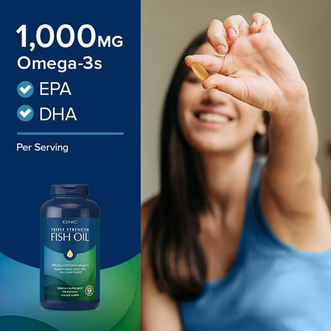 Ômega 3 Triplo Forte 1000mg, 120 Cápsulas, Suporte para Articulações, Pele, Olhos e Saúde Cardíaca - GNC