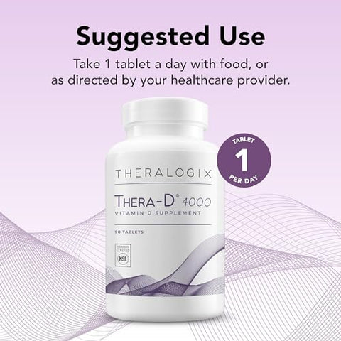 Thera-D 4000 – Suplemento de Vitamina D3 4.000 UI (100 mcg) – 90 Dias de Fornecimento – Suporte Imunológico para Mulheres - Theralogix