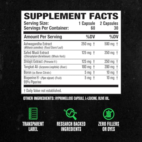Testosterone Booster for Men PRIMASURGE – com Tongkat Ali, PrimaVie, Ashwagandha – Aumente a Vitalidade, Crescimento Muscular - Jacked Factory