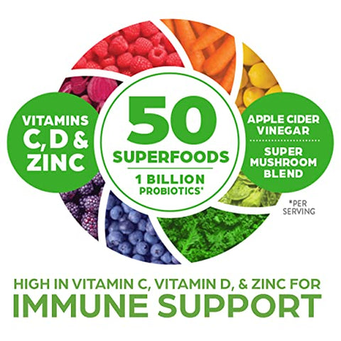 Organic Greens 50 Superfoods Immunity Up! Pó de Maçã Honeycrisp – Suporte Imunológico, Probióticos, Vitamina C, D - Orgain