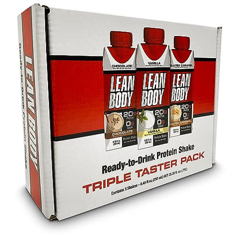 Lean Body Triple Taster Pack | Shake Proteico de Whey Blend On-The-Go, Zero Açúcar, Sem Glúten, Enriquecido com 22 Vitaminas Marca Labrada - Labrada