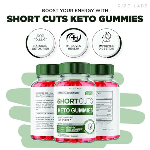 rize labs - (2 Pacotes) Gomas Keto Shortcuts, Shortcuts Keto para Perda de Peso Avançada, Suplemento Shortcuts Keto ACV para Energia e Metabolismo, Análise das Gomitas Short Cuts (120 Gomas)