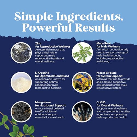 Natures Craft - Suplemento Masculino Avançado para Fertilidade Pré-Concepção – CoQ10, Maca Root e Methyl Folate