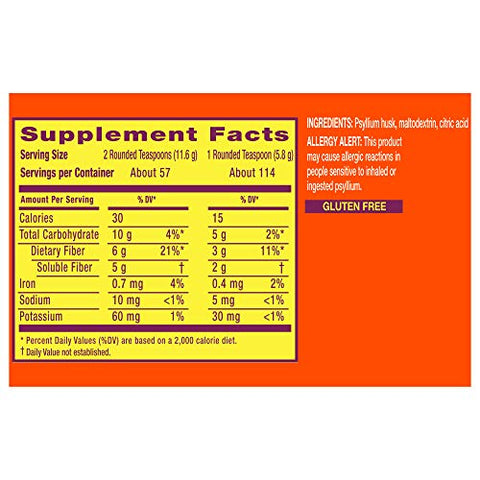 Fiber: Pó sem açúcar, 4 em 1, suplemento de fibra de psyllium, bebida sem sabor, 114 porções (Embalagem pode variar) - Metamucil