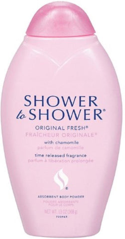 Shower To Shower - Shower to Shower Pó Corporal Absorvente, Original Fresh com Camomila, Frascos de 13 ml (Pack com 4)