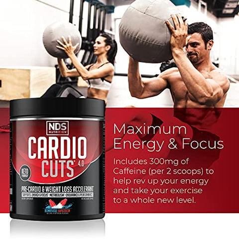 Cardio Cuts - NDS Nutrition 4.0 – Fórmula Avançada de Pré-Treino para Perda de Peso e Cardio com L-Carnitina, CLA, MCTs, L-Glutamina e Óleo de Cártamo – Bombsicle (40 Porções)