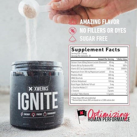 Ignite Watermelon – Melhor Pré-Treino Natural Keto para Mulheres e Homens com Energia Explosiva – Mistura Pré-Treino sem Glúten para Resistência e Stamina – 150g - Xwerks
