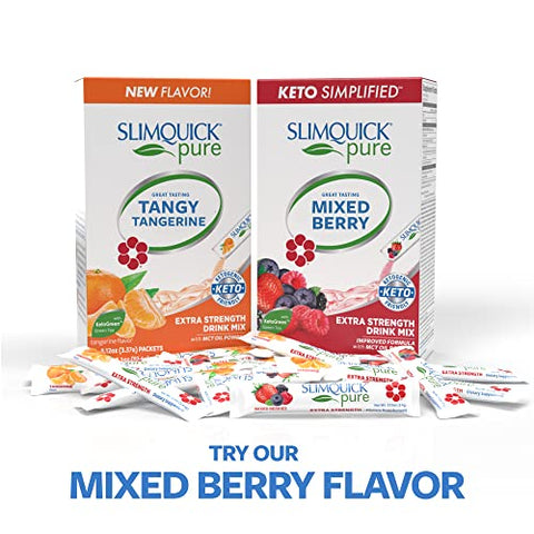 Pure Extra Strength Tangerine Drink Mix para Mulheres – Alcance suas Metas de Peso com Ajuda do Metabolismo, Fique Satisfeita por Mais Tempo com Pó de Óleo de TCM, Chá Verde, Cafeína - SlimQuick