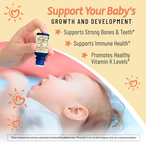 Organic Baby Vitamin D3 K2 Liquid Drops, 400 IU of Baby Vitamin D Drops for Infants with K2 Drops, Vitamin D Drops for Newborns, Toddlers, and Kids, Vegan, 90… - Legendairy Milk