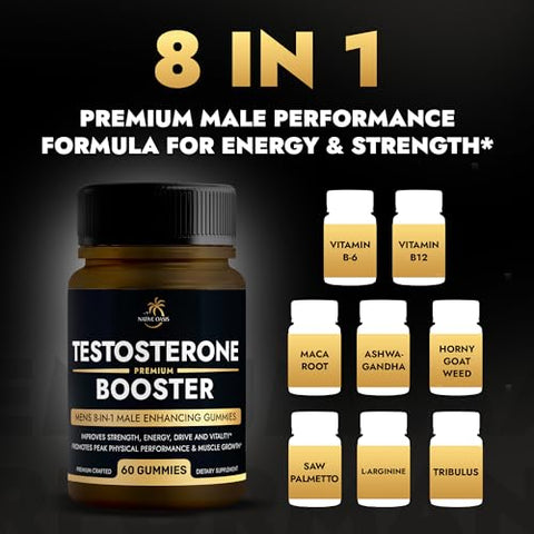 NATIVE OASIS - (2 Frascos) Gomas Estimulantes de Testosterona | Complexo 8-em-1 | Maca, Ashwagandha, L-Arginina, Tribulus