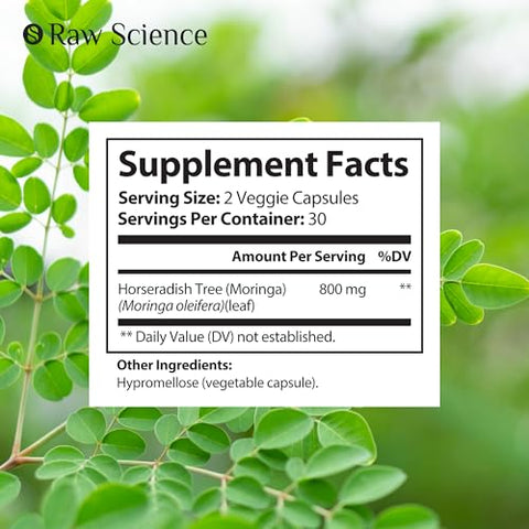 S RAW SCIENCE - Cápsulas de Moringa em Pó, Super Greens – Moringa Capsules 500mg