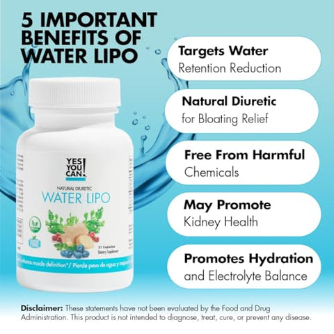 Pílulas de Lipo Natural de Água – Diurético de Limpeza com Eletrólitos | Marca: Yes You Can! - Yes You Can!