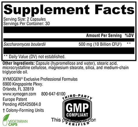 Saccharomycin DF – Probióticos de Levedura Saccharomyces boulardii Resistentes ao Ácido Estomacal, Verificados por DNA – Apoio à Saúde Imunológica e Gastrointestinal - XYMOGEN