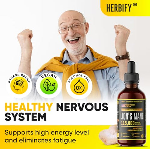 HERBIFY - Suplemento de Cogumelo do Leão – Suplemento Diário para Memória e Concentração