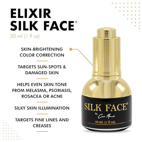 Elixir SILK FACE Serum Coco March – Extratos de SEDA PURA – Reduz rapidamente linhas finas – Uniformiza o tom da pele, Iluminação luxuosa visível desde a primeira aplicação 30 ml