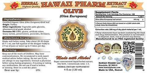 Extrato Líquido de Oliveira (Olea europaea), Tintura Herbal, Hawaii Pharm, EUA, 2×60 ml