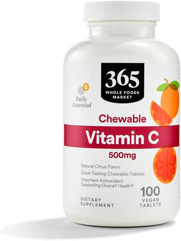 Vitamina C Mastigável 500mg, 100 Comprimidos - 365 by Whole Foods Market