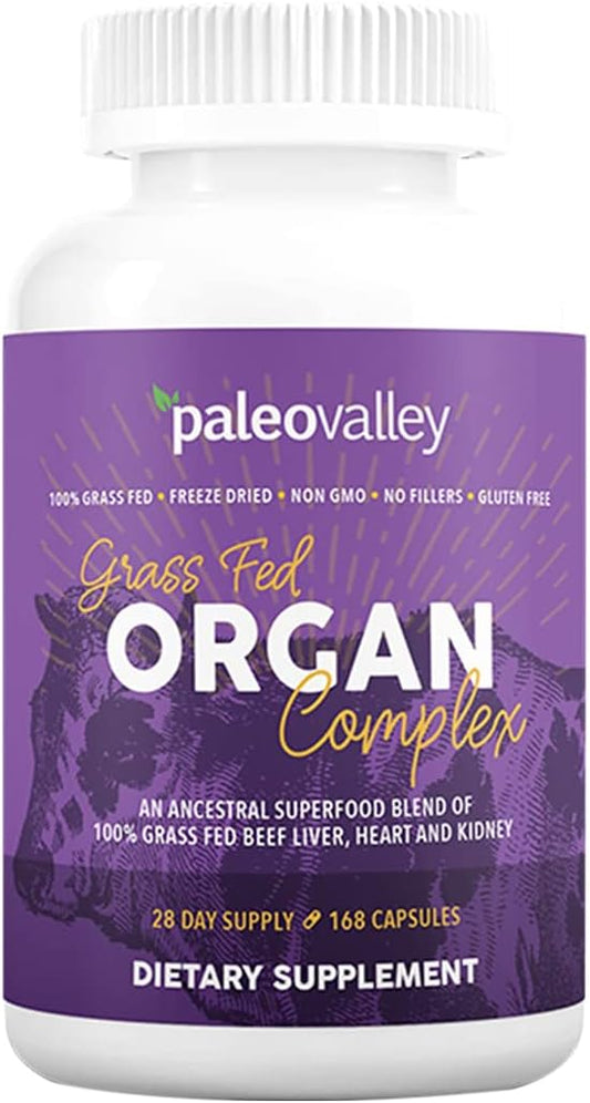 Complexo de Órgãos de Carne Bovina Alimentada com Capim – Fígado, Coração e Rim Liofilizados, 1 Frasco - Paleovalley