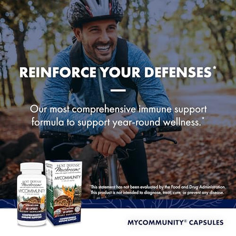 MyCommunity Cápsulas – Suplemento de Cogumelos com 17 Espécies para Suporte Imunológico – Auxílio Herbal com Cabeça de Leão, Reishi, Chaga, Cordyceps, Cauda de Peru – 60 Cápsulas - Host Defense