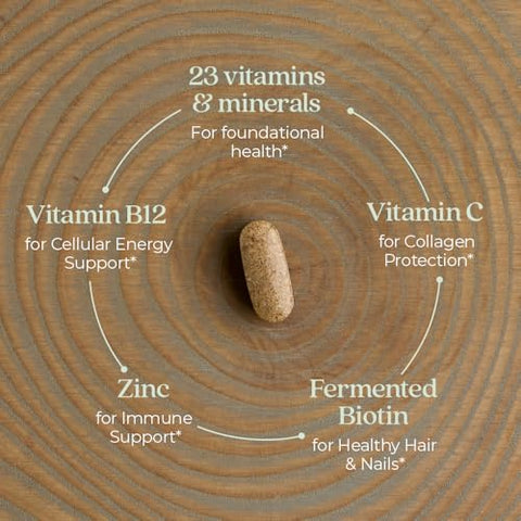 Multivitamínico Feminino para Imunidade, Beleza e Energia com 20 Nutrientes — Diário para Mulheres, Suave no Estômago, 96 Comprimidos - New Chapter