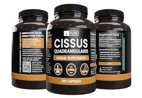 PURE ORIGINAL INGREDIENTS - Cissus Quadrangularis Puro Original (365 Cápsulas) Sem Preenchedores de Magnésio ou Arroz, Sempre Puro, Verificado em Laboratório – Ingredientes Originais de Qualidade