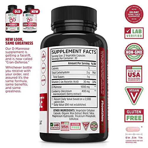ZHOU - Zhou Nutrition Cran Defense – Concentrado de Cranberry para Saúde do Trato Urinário, Elimina Impurezas e Suporte para a Bexiga Saudável, Fórmula 3 em 1 – Extrato de Cranberry, D-manose, 60 cápsulas